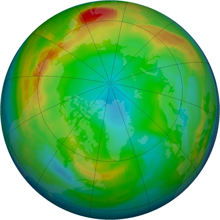 Arctic ozone map for 09 January 2000